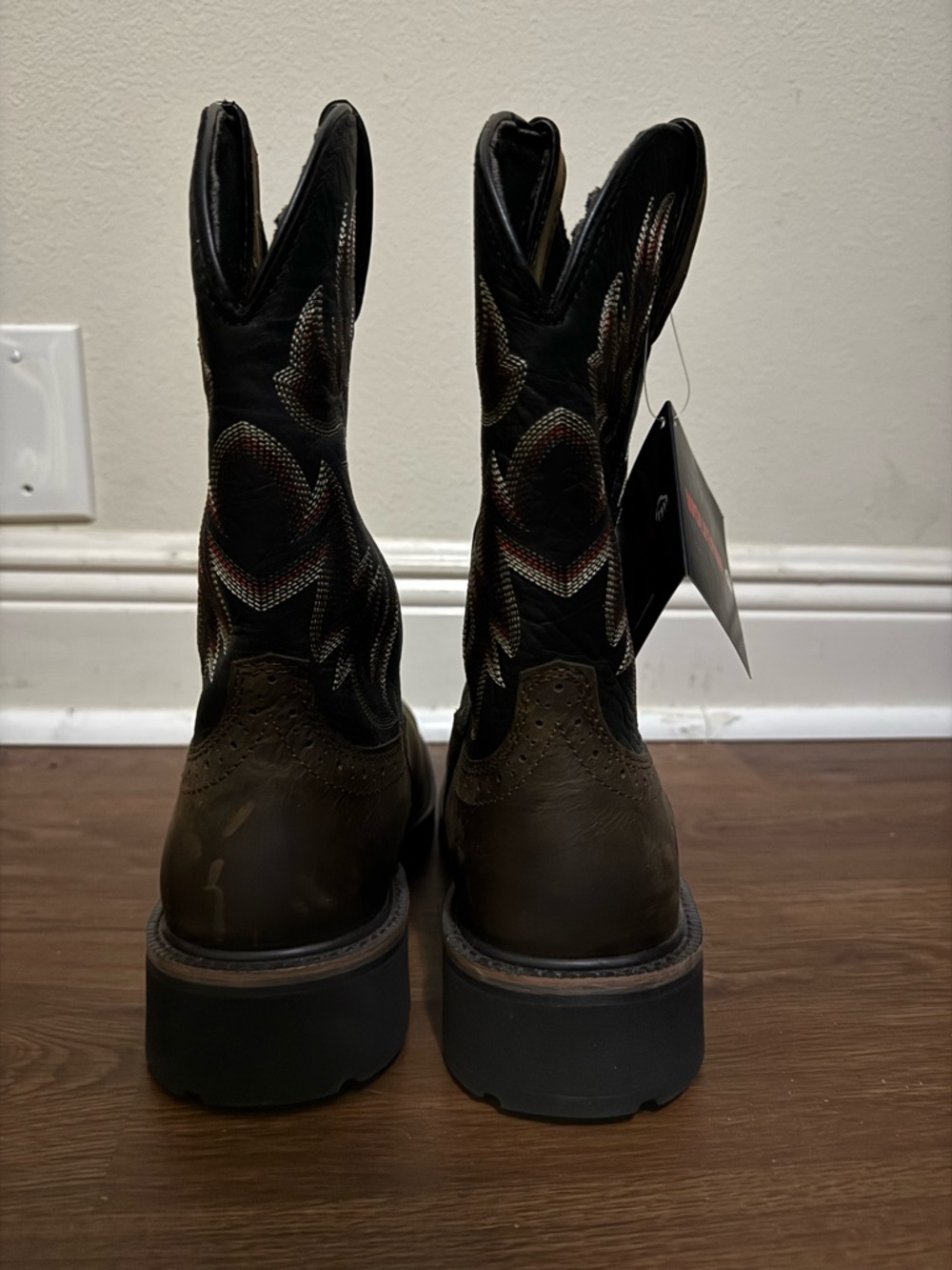 Men's Brown Work Cowboy Boots - Rugged Pull-On Style - Picture 3 of 6